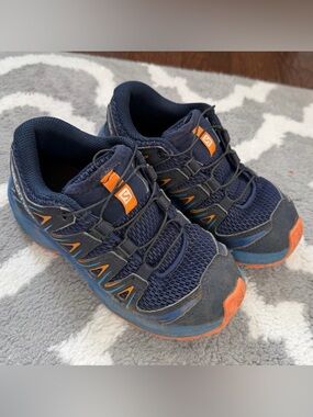 Salomon Kids XA Pro Navy and Orange Trail Sneakers Size 1